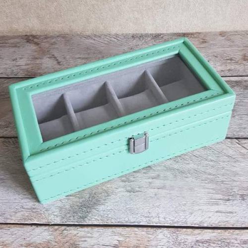 Шкатулка на 4 часов. Кожа. Замша