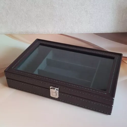 Шкатулка для очков. Кожа. Замша