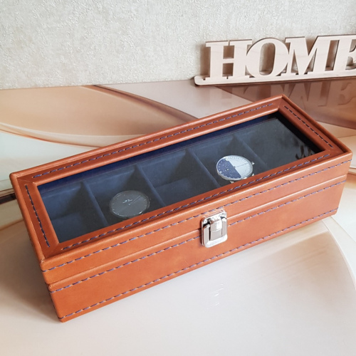 Шкатулка на 5 часов. Кожа . Замша