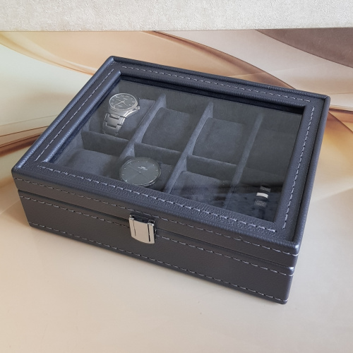 Шкатулка на 8 часов. Кожа. Замша