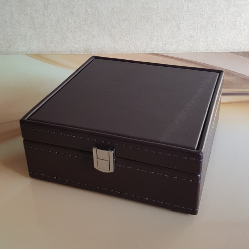 Шкатулка на 3 часов с отделениями. Кожа. Замша 