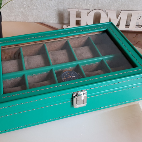 Шкатулка на 10 часов. Кожа. Дерево